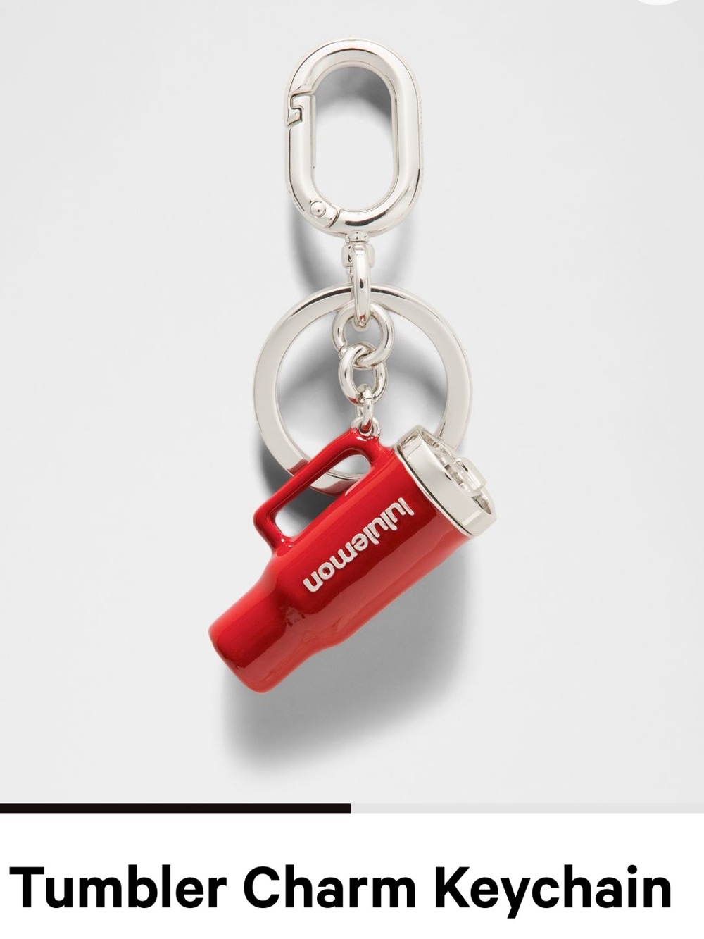 Lululemon Red Oxford Tumbler Charm Keychain NWT